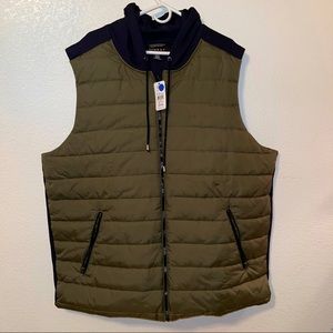 DXL Big and Tall 2XLT Olive Puffer Vest Drawstring Hood